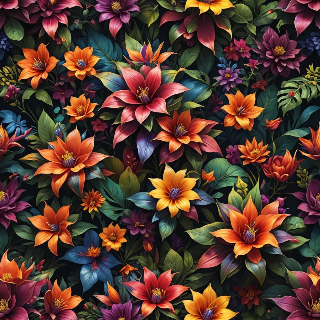 Exotic Multicolor Flower Fantasy Concept Art