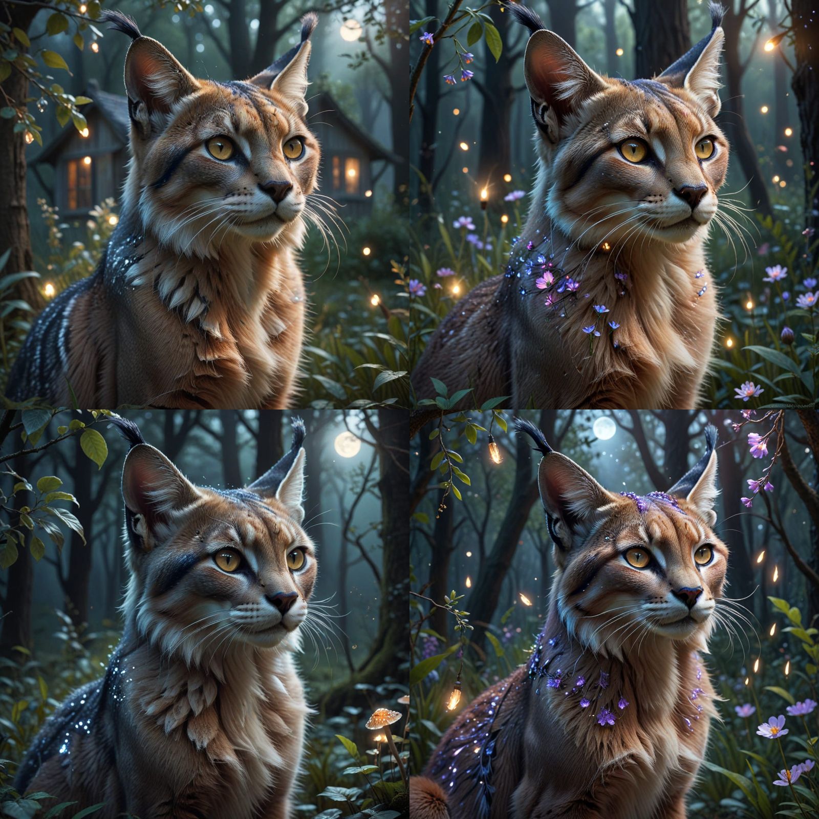 Regal Caracal Cat Reveals Spellcasting Secrets Under Moonlig...