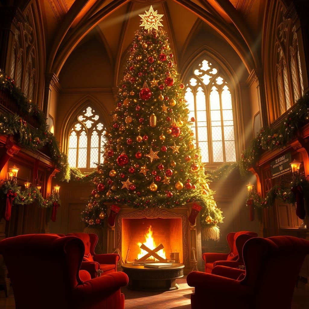 Gryffindor Christmas Wonderland in Golden Opulence