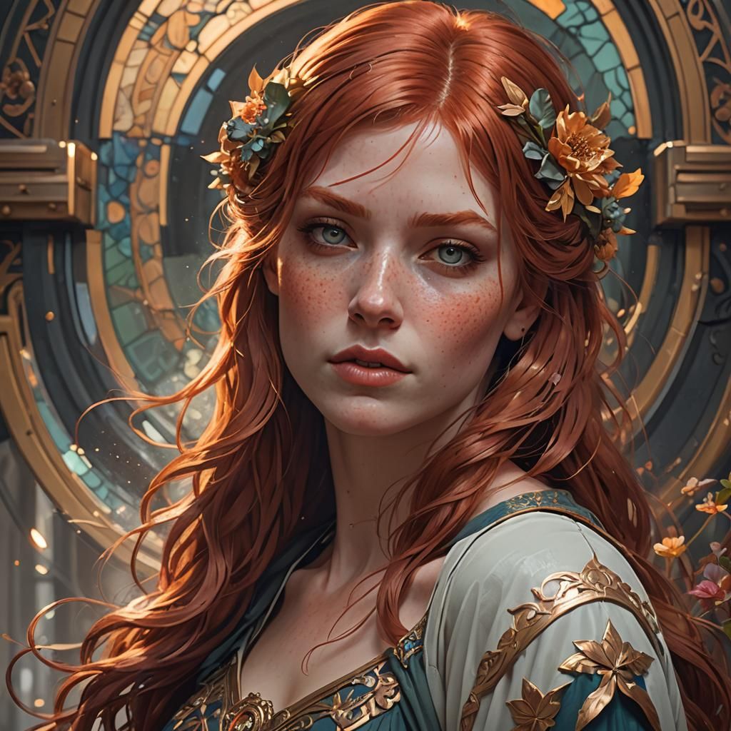 Redhead Portrait in Hyperdetailed Style