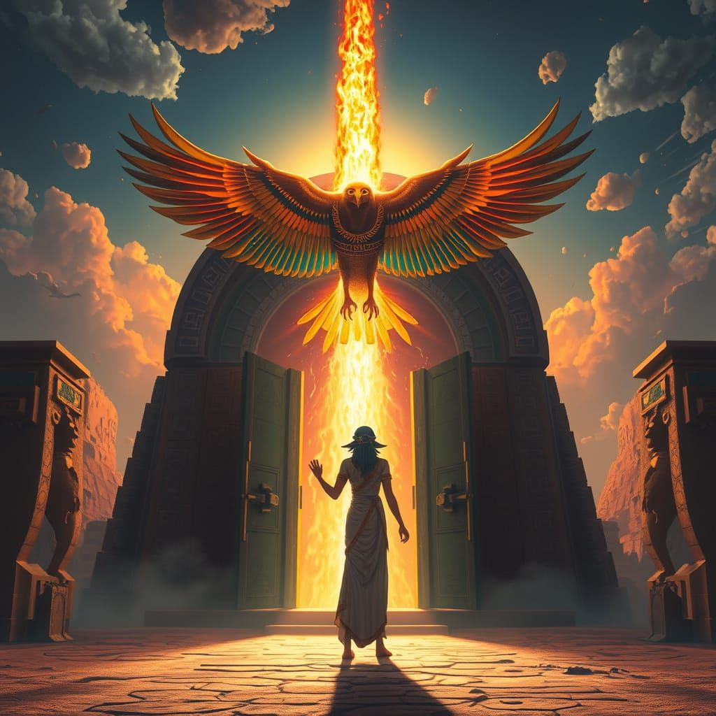 Egyptian Priestess Witnesses Cosmic Bennu Bird Soar Across t...
