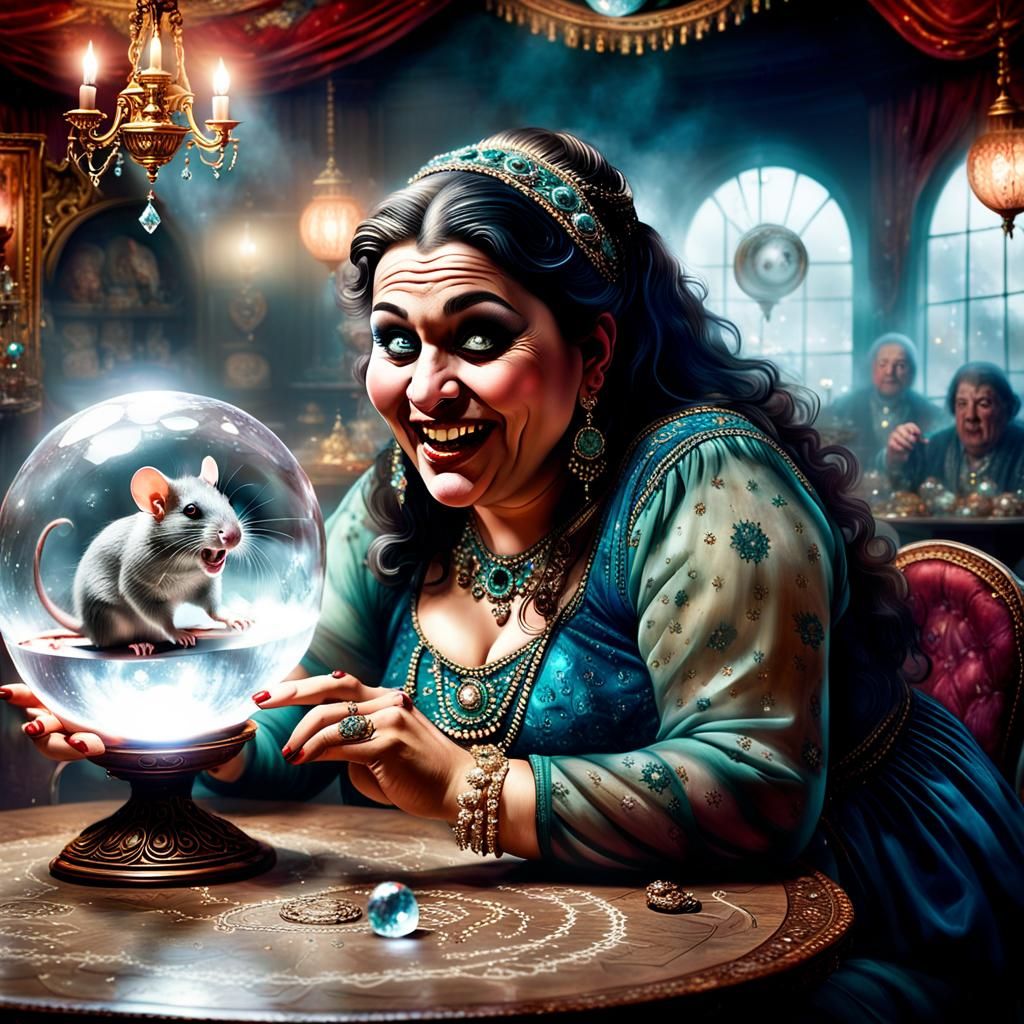 Mysterious Gypsy Fortune Teller in Seance Room