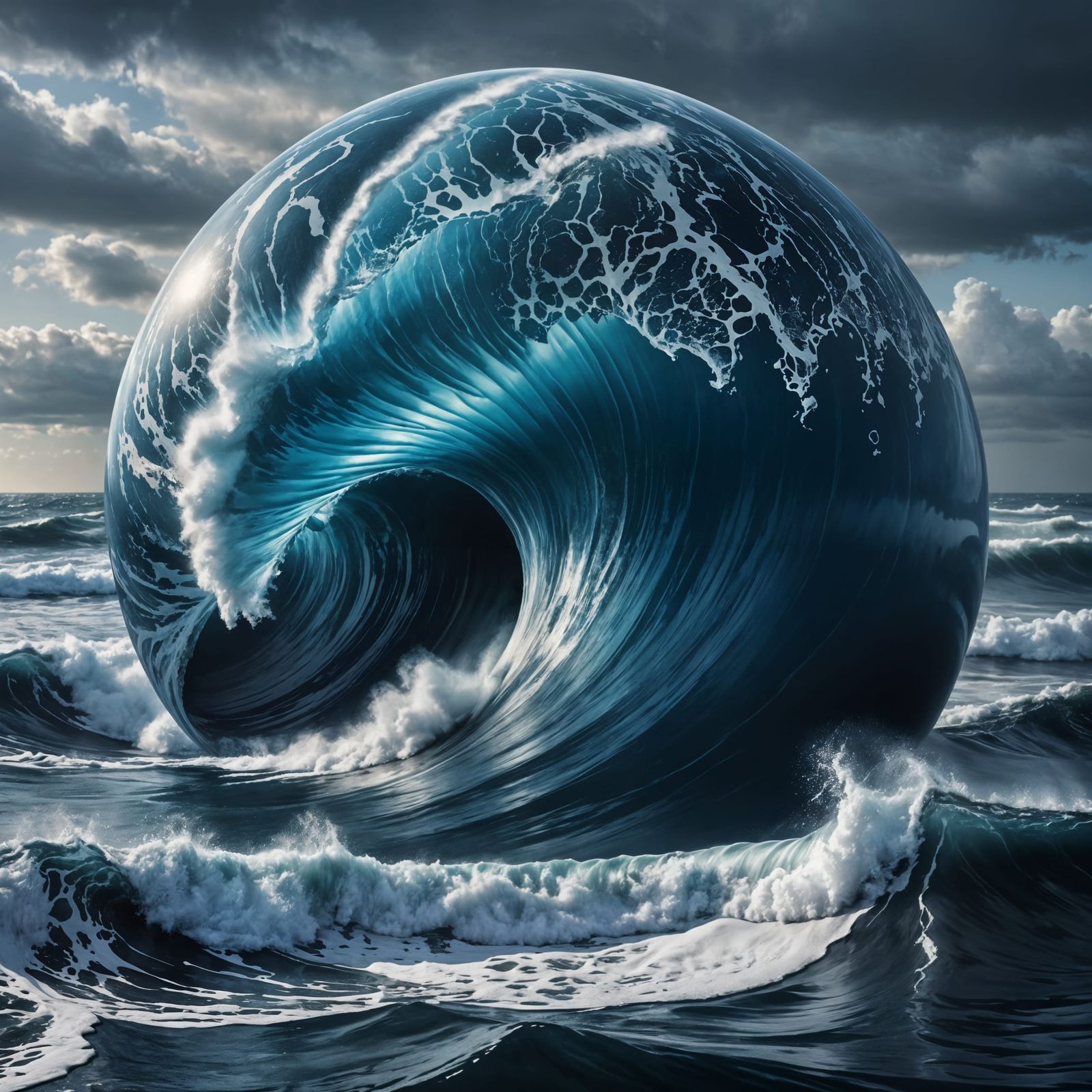 Tsunami in a Sphere: Hyperrealistic Digital Art