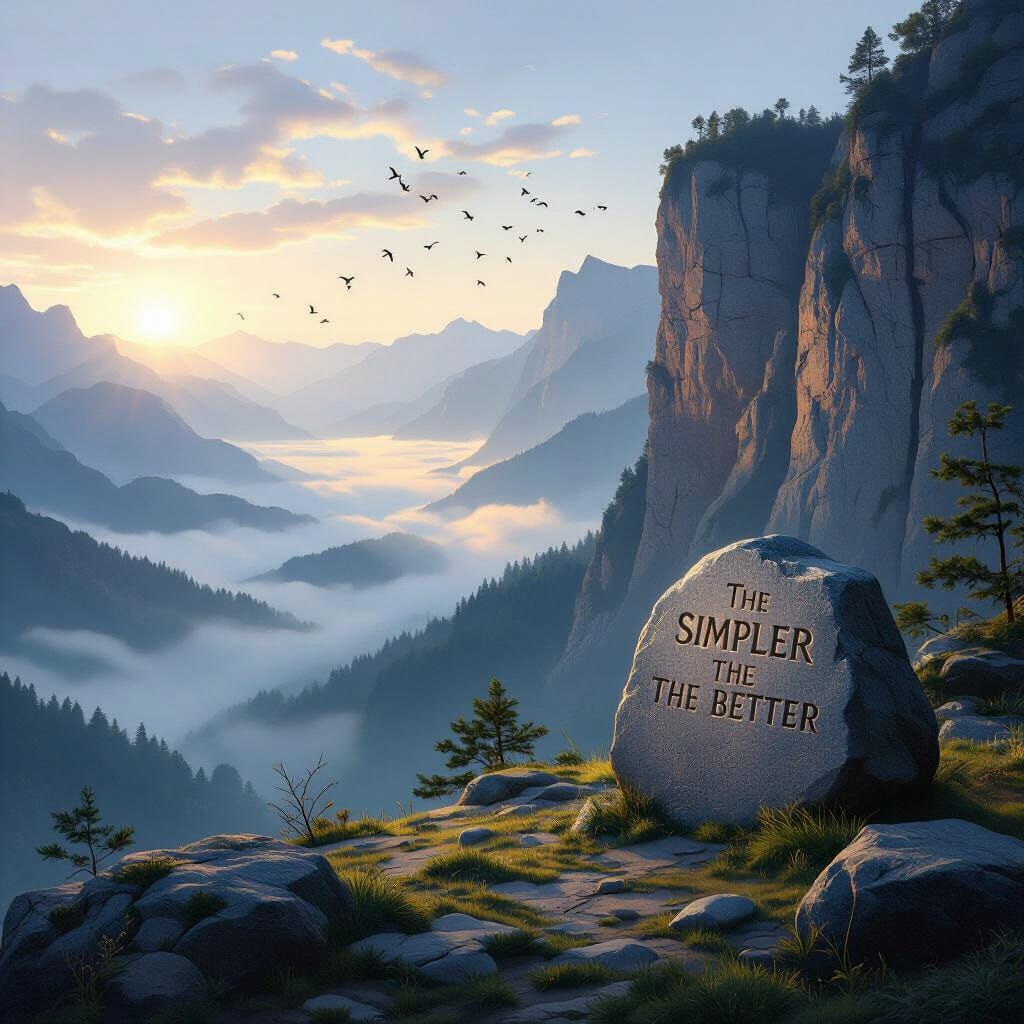 Mountain Cliff Stone Carving at Dawn