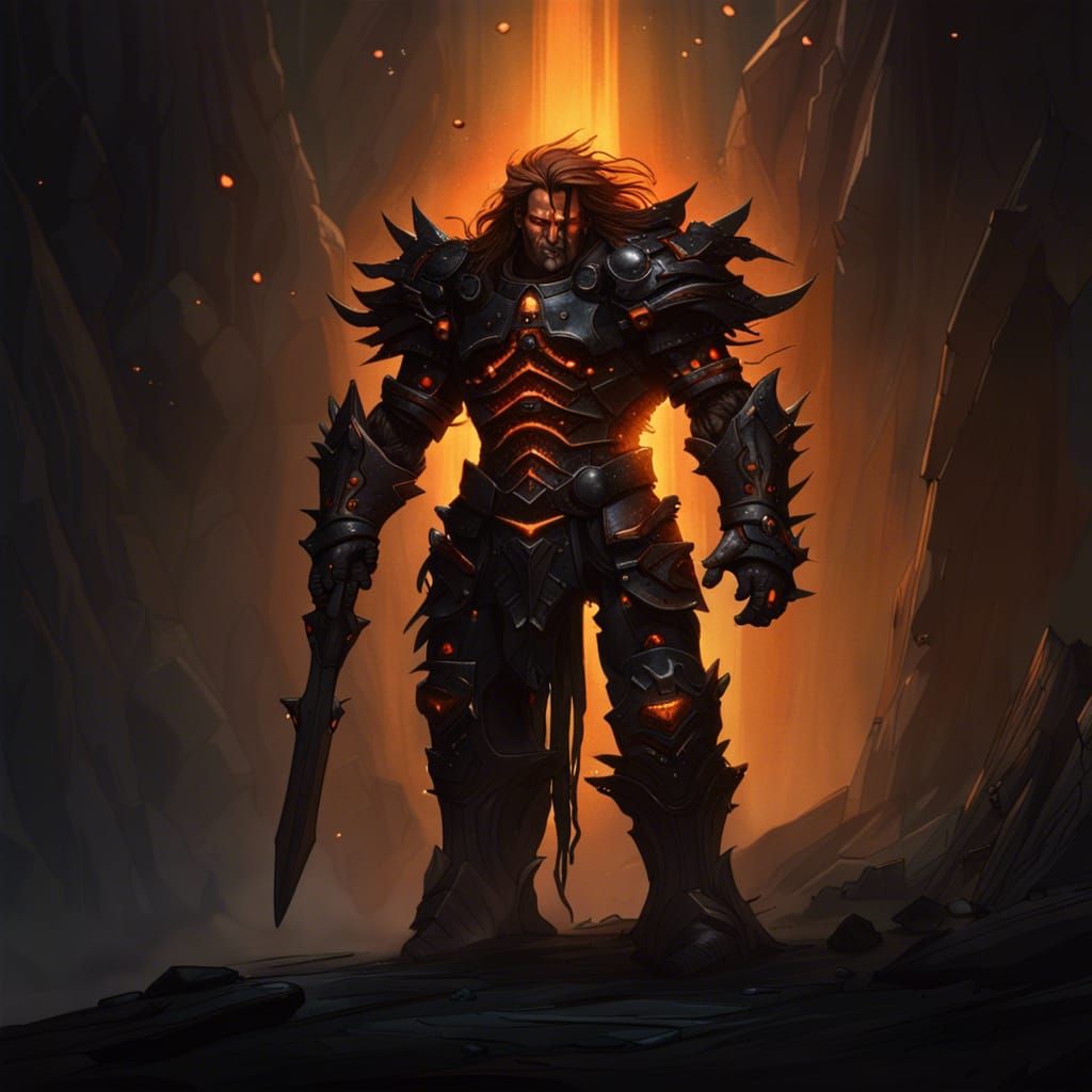 Titan Cronus: Dark Fantasy Warrior in Hyperdetailed Armor