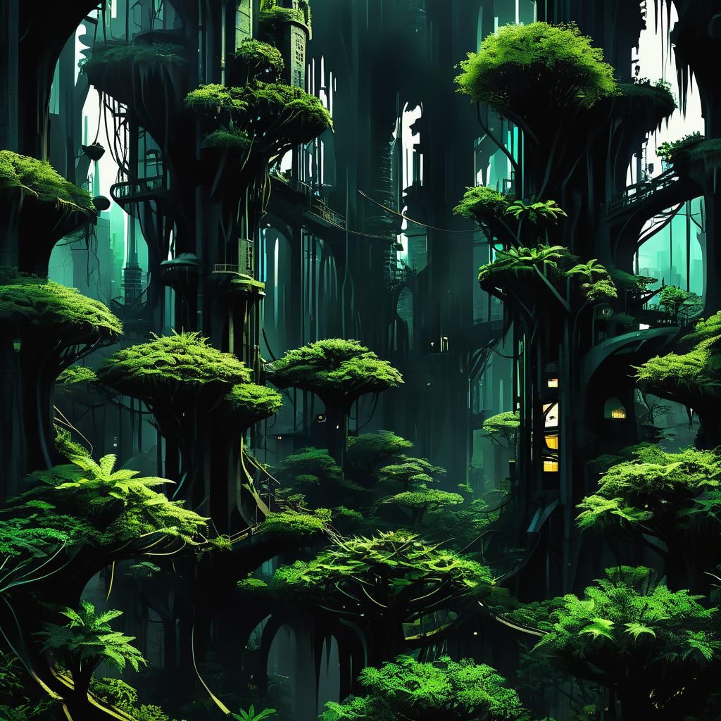 Creepy Surreal Jungle Cityscape Nightmare