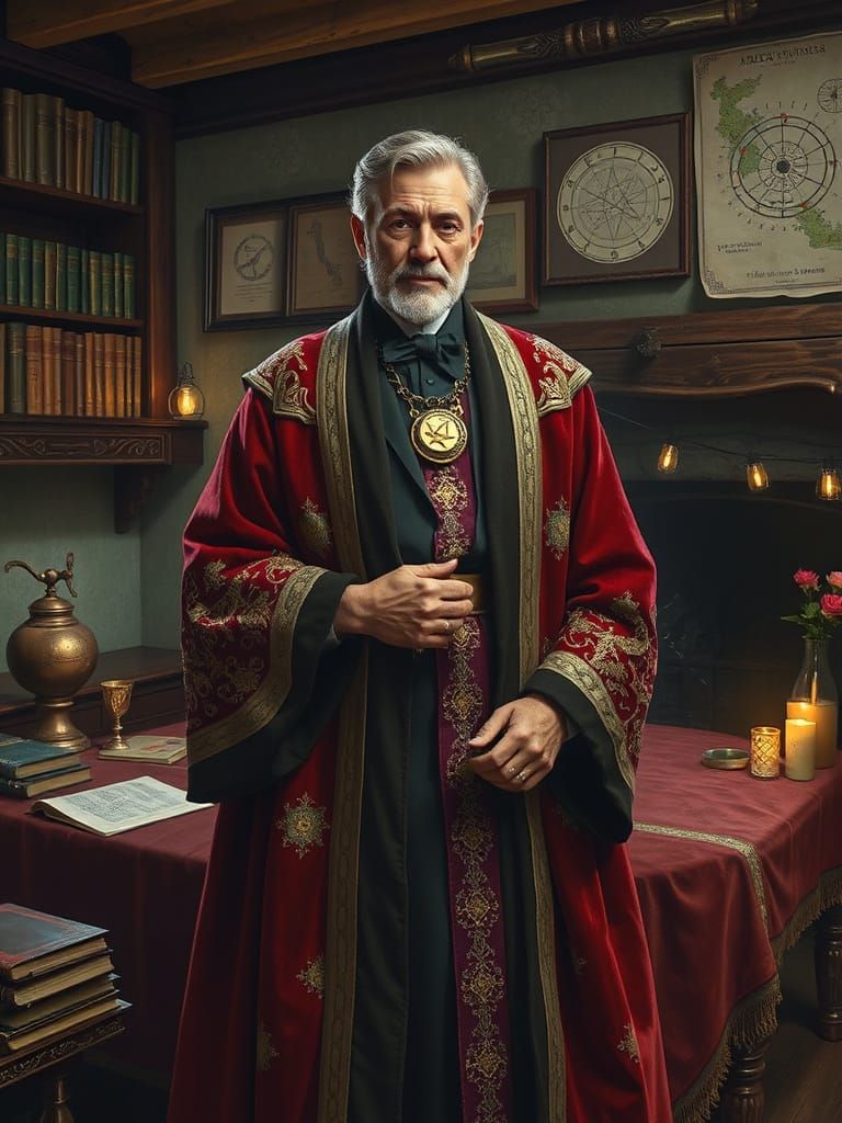 Finely Dressed Astrologer in Mystical Realism Style