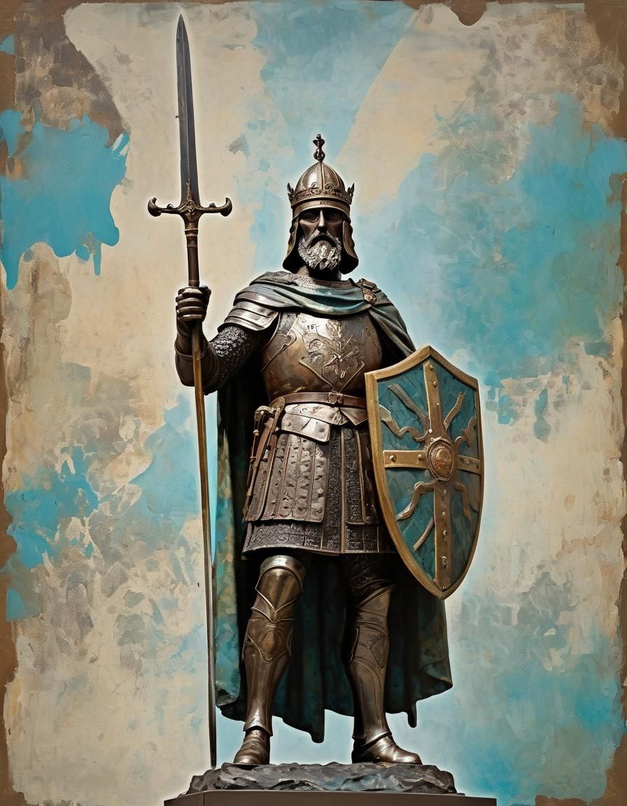 Alfred the Great Statue in Maximalist Impressionism