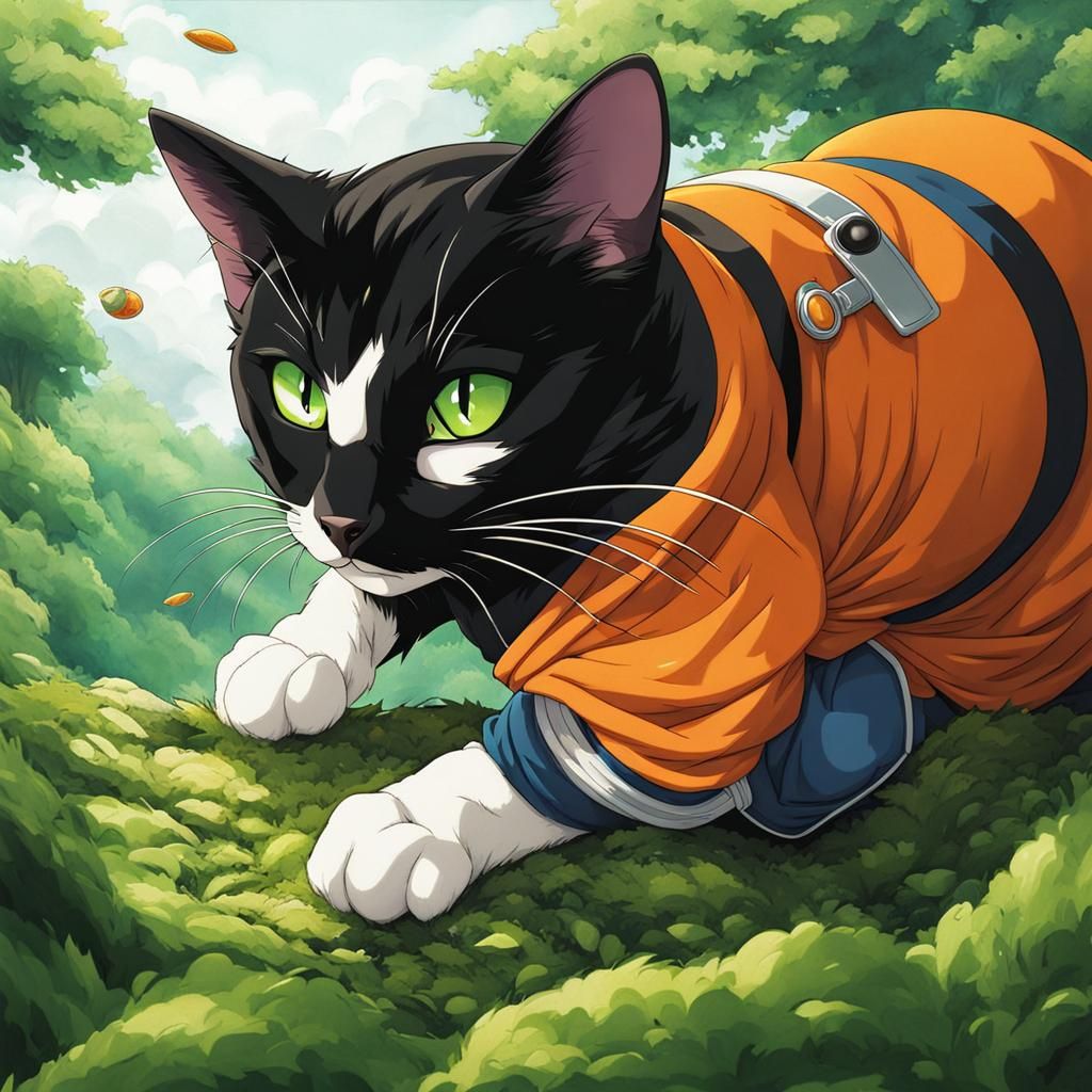 Android 17 Dragonball Z Cat in Anime Style