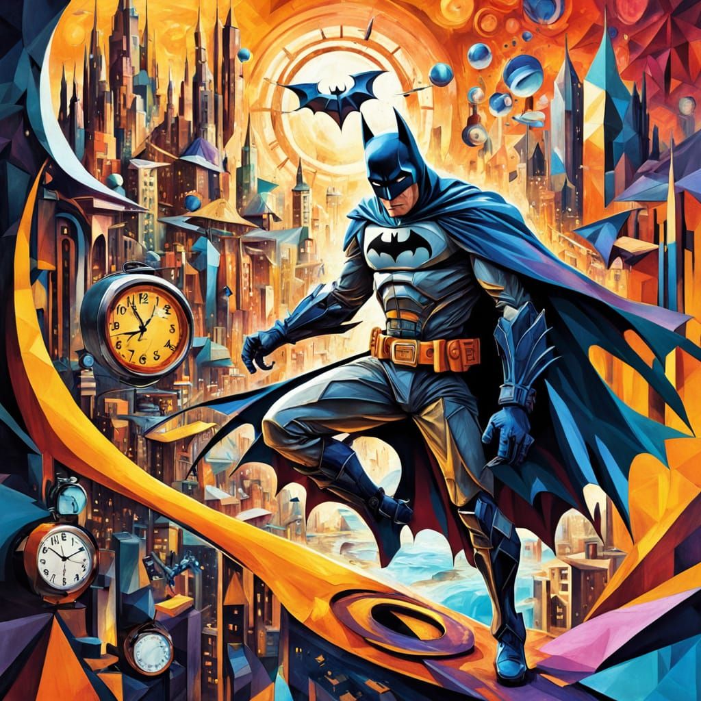 Batman in Cubist Time-Melt Dreamscape