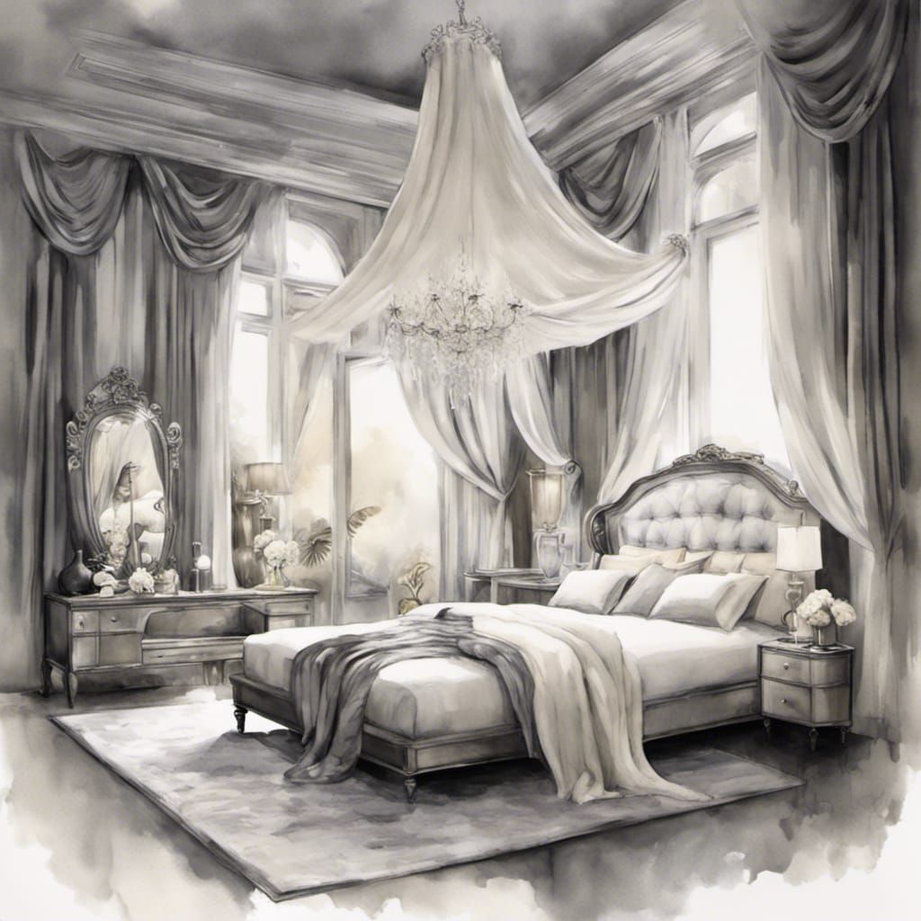 Hollywood Dream Bedroom: Watercolor Illustration