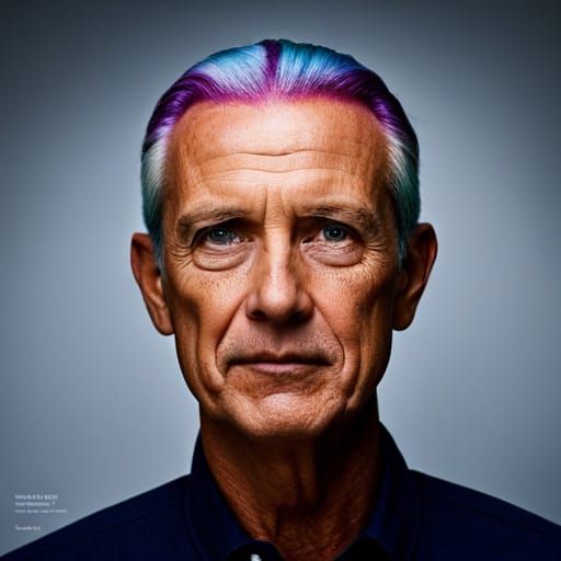 Rainbow Hair Man: Professional Studio Portrait