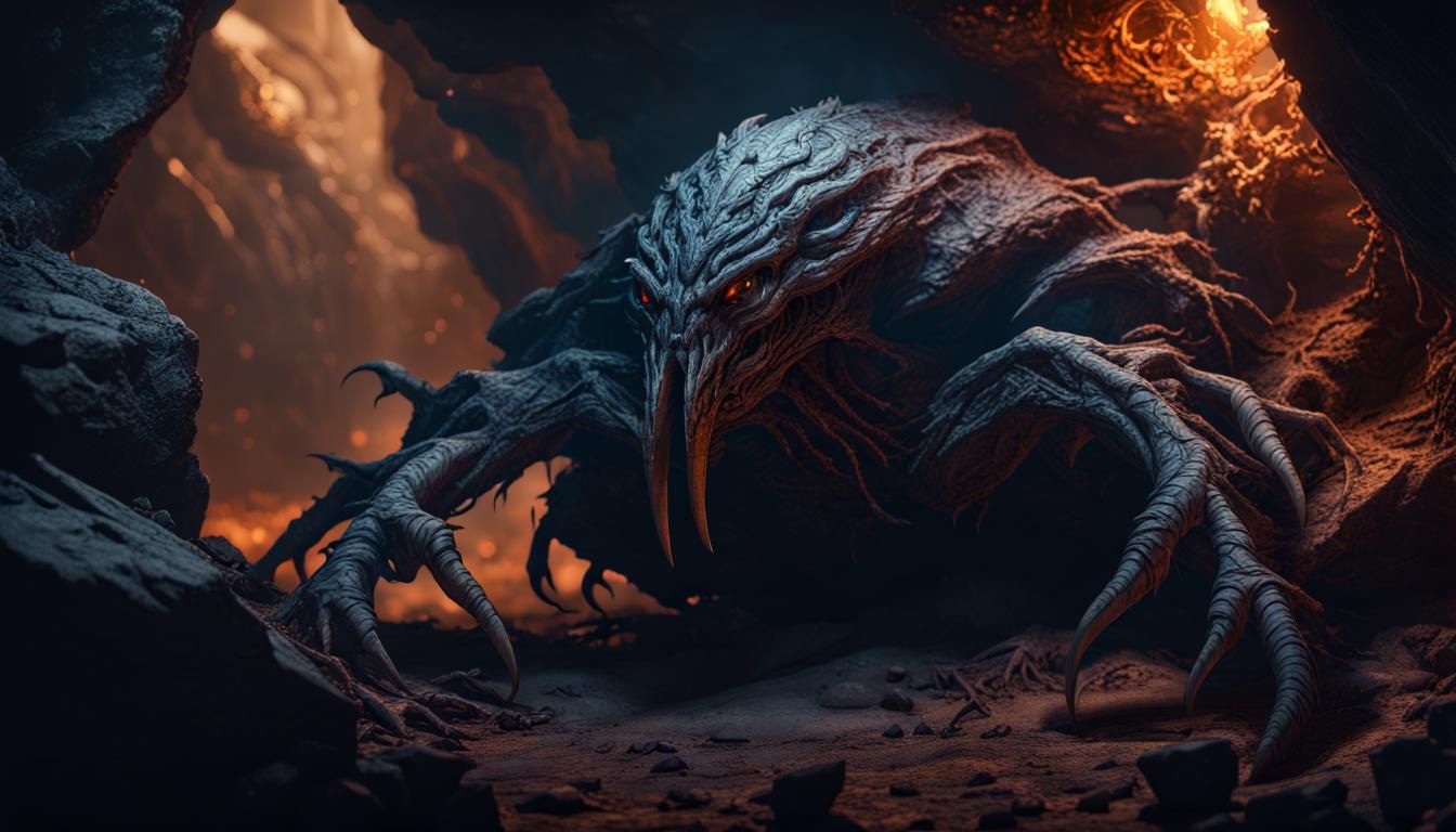 Carrion Crawler Hiding: Dark Fantasy Concept Art