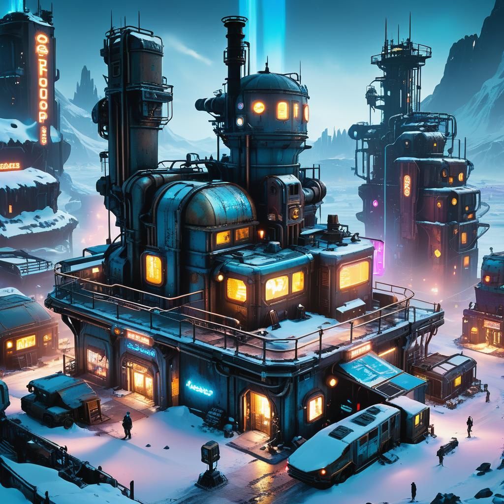 Vibrant Steam Punk Outpost Defies Frozen Wilderness