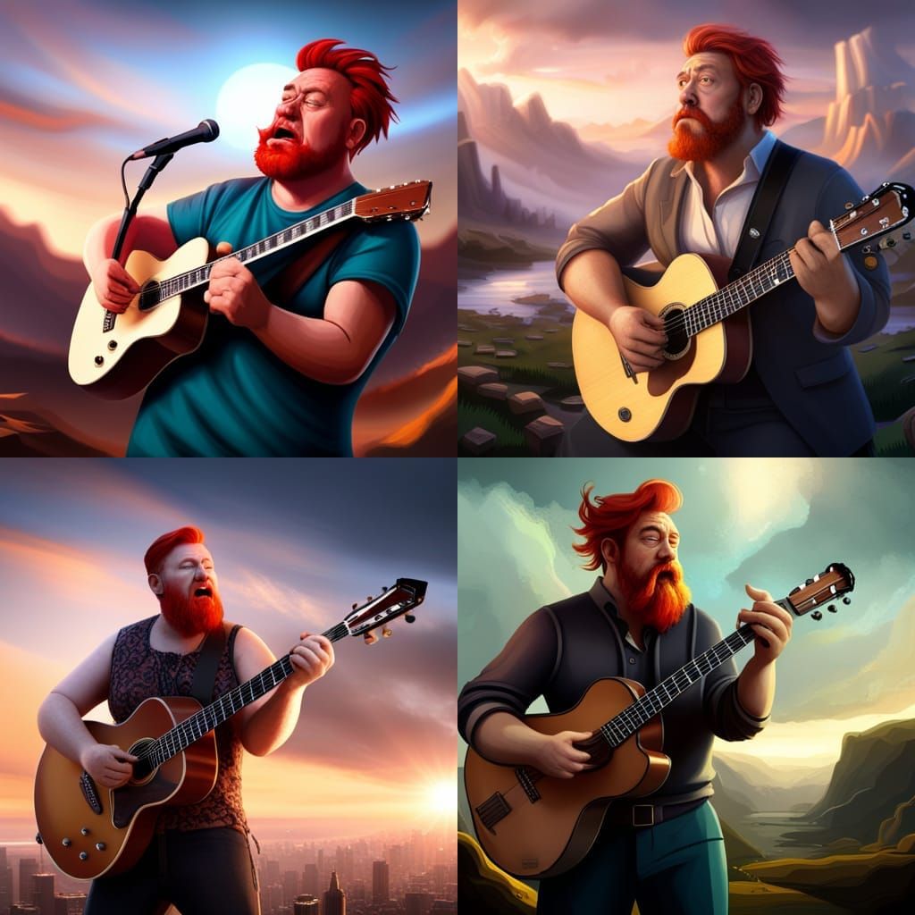 Epic Digital Painting of Redhead Singing
