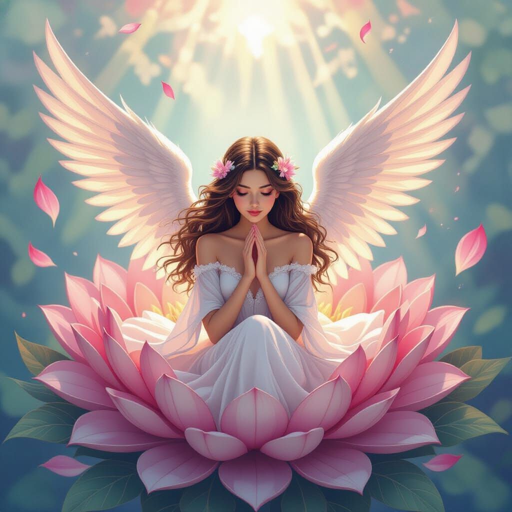 Ethereal Angel in Flower of Life Digital Art