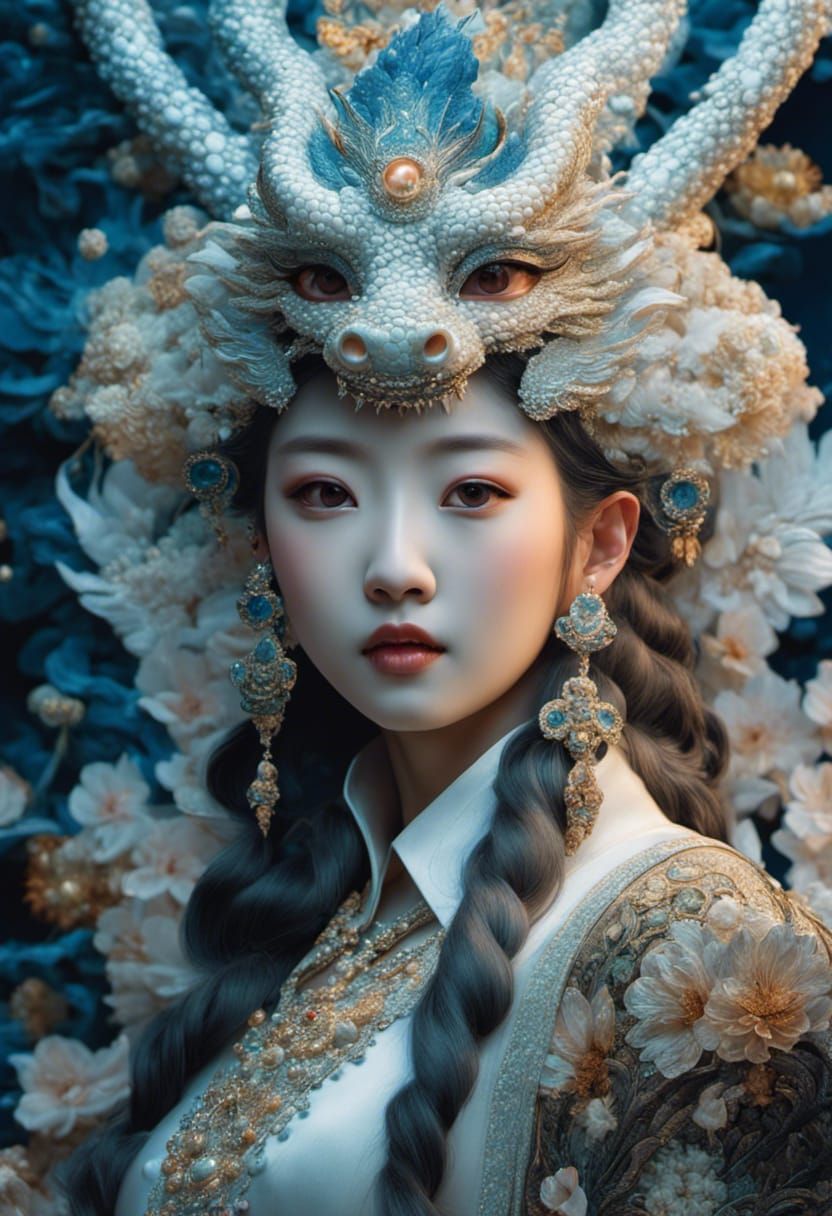 Crystalline Pearl Dragon Goddess Portrait