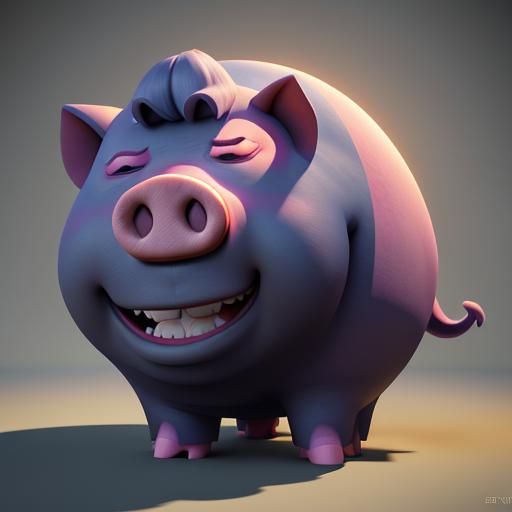 Evil Giga Pig: 3D Digital Art