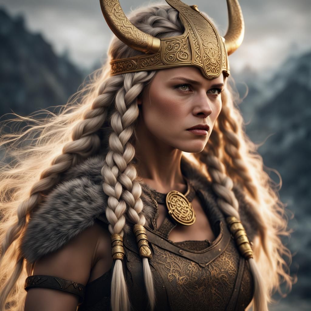 Viking Woman with Braids and Headdress