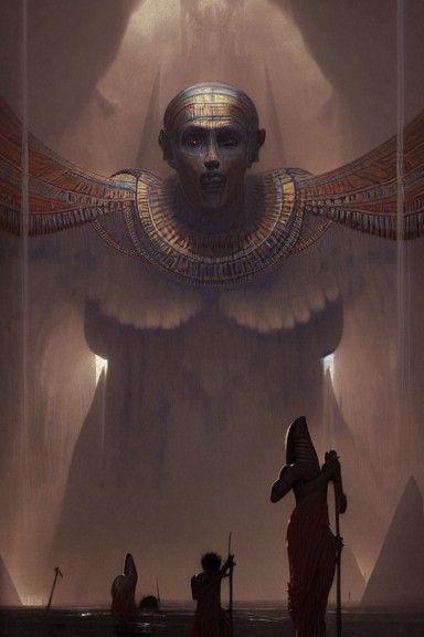 Horrific Egyptian God Set in Dark Gothic Style