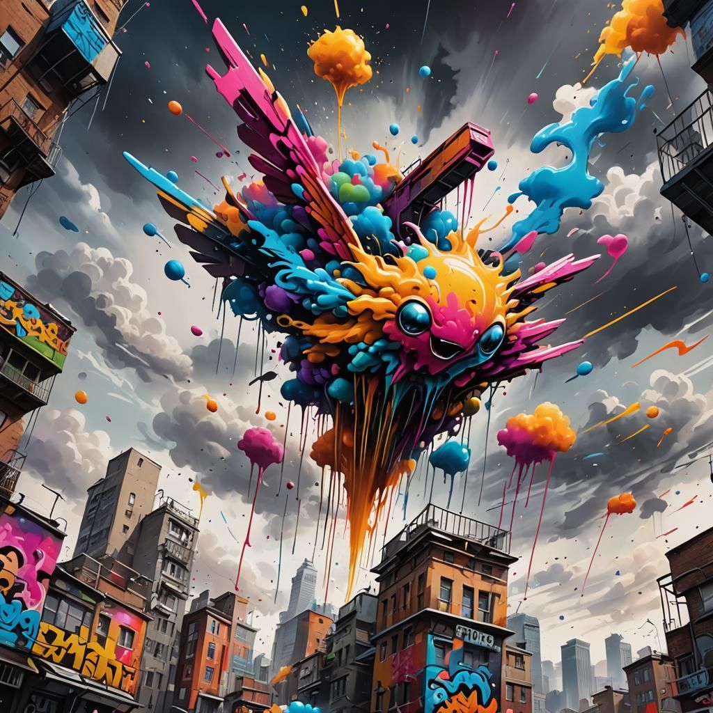 Hypercolored Flight: Graffiti Art Sky