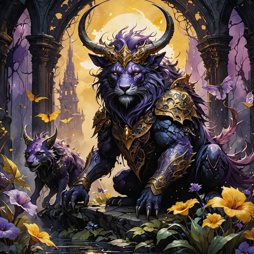 Dark Fantasy Creatures in Moody Watercolor Art