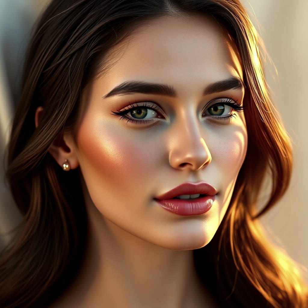 A high-resolution portrait of a beautiful woman with flawles...