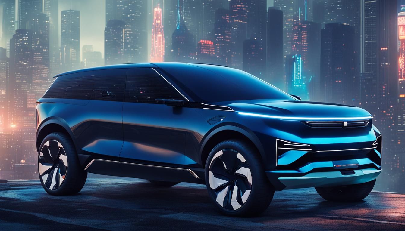 Futuristic 2026 Pontiac Stellar EV in Cyberpunk Style