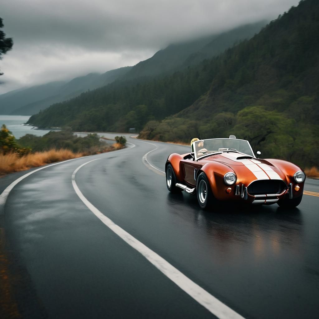 1967 Shelby Cobra on Coastal Road, Cinematic Shot
