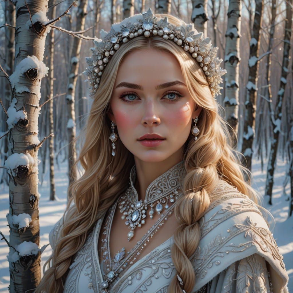 Russian Beauty in Winter Wonderland, Crystal Kokoshnik, and ...