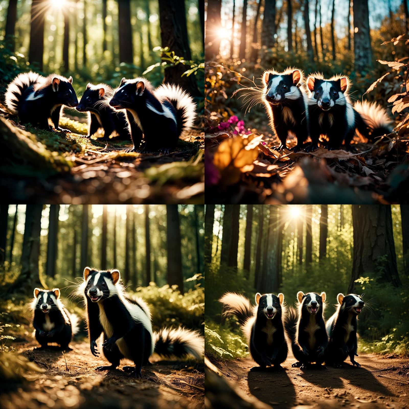 Funny Skunks in a Cinematic Film Still