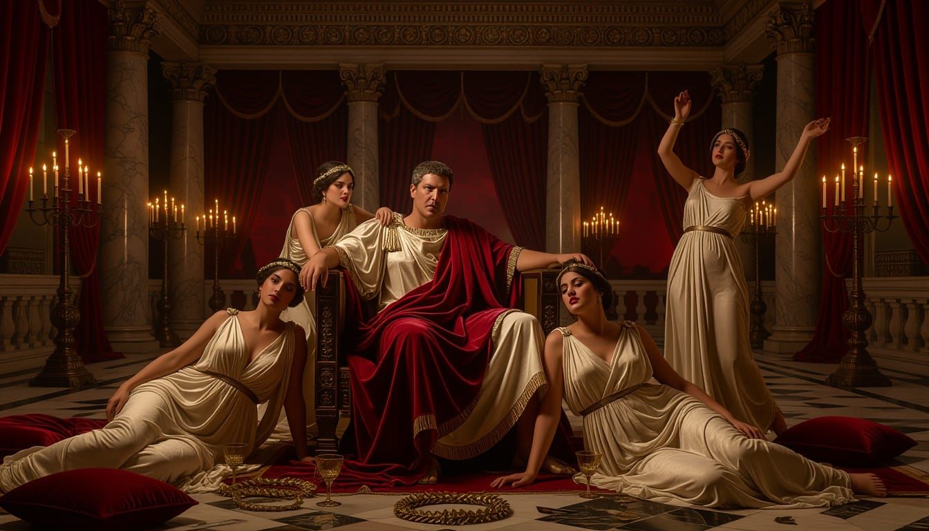 Surreal Roman Palace Revelry by Candlelight