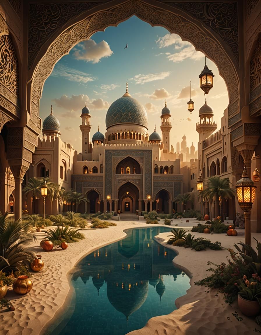 Doha Qatar Cityscape in Vibrant Fantasy Style