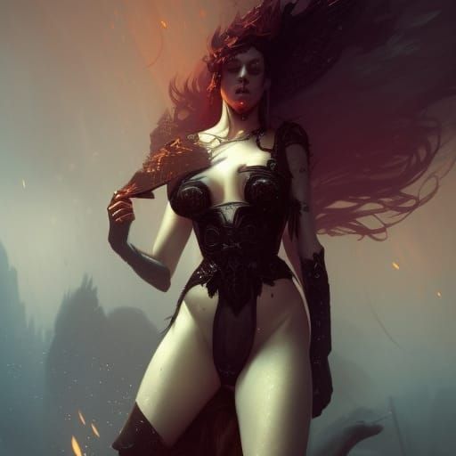 Erotic Dark Fantasy Girl: Hyperdetailed Surreal Art