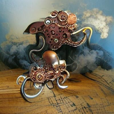 Steampunk Octopus Mechanical Marvel