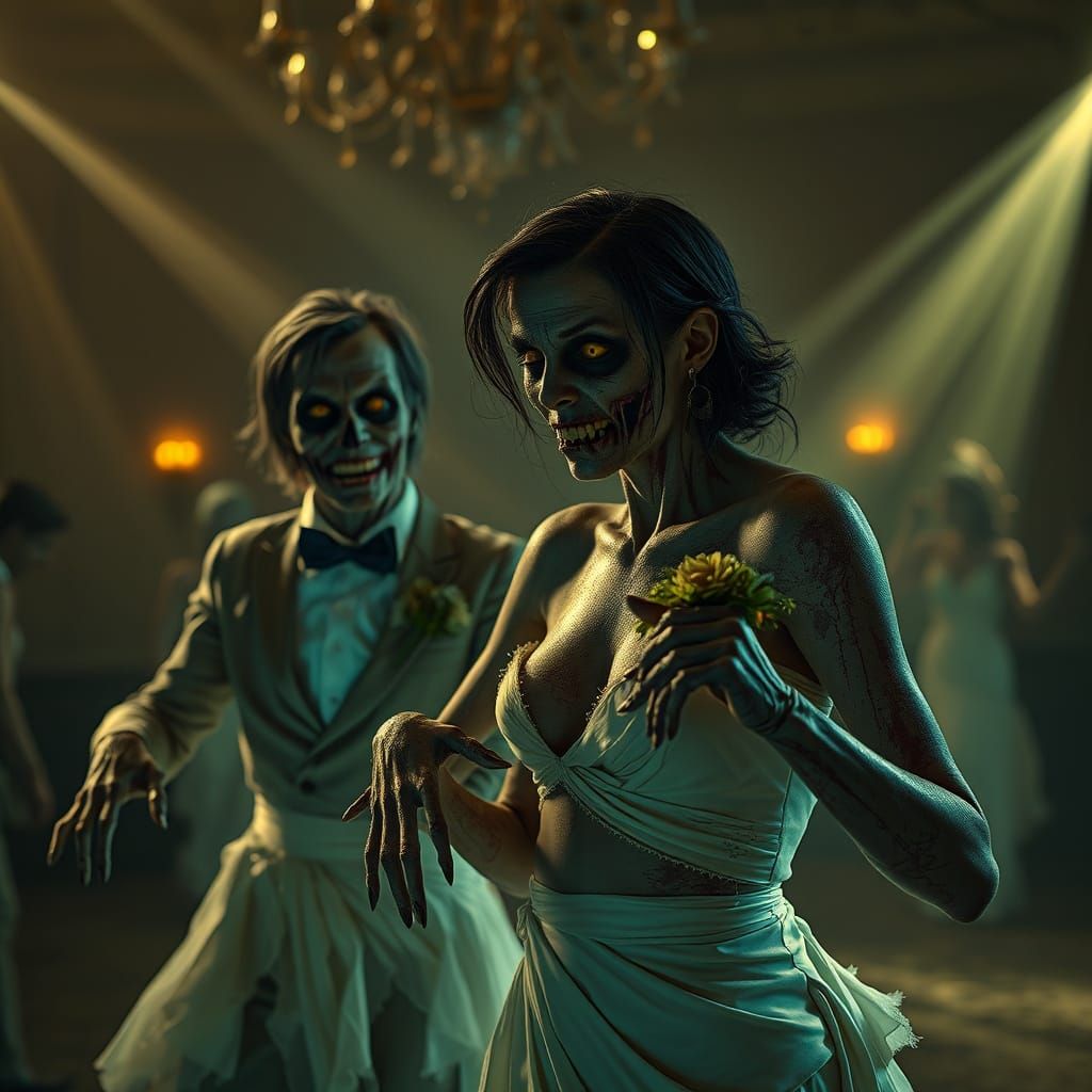 Zombie Prom Night: Stylish Undead Dancers in Abandoned Ballr...
