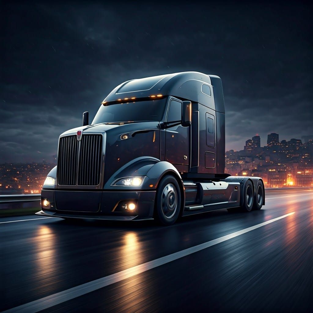 High-Tech Spyker Semi Truck Concept in Dark Fantasy World