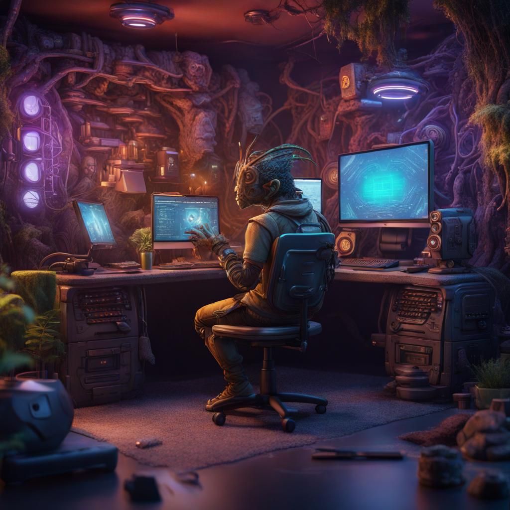 Funny Backend Developer Avatar in Detailed Matte Painting