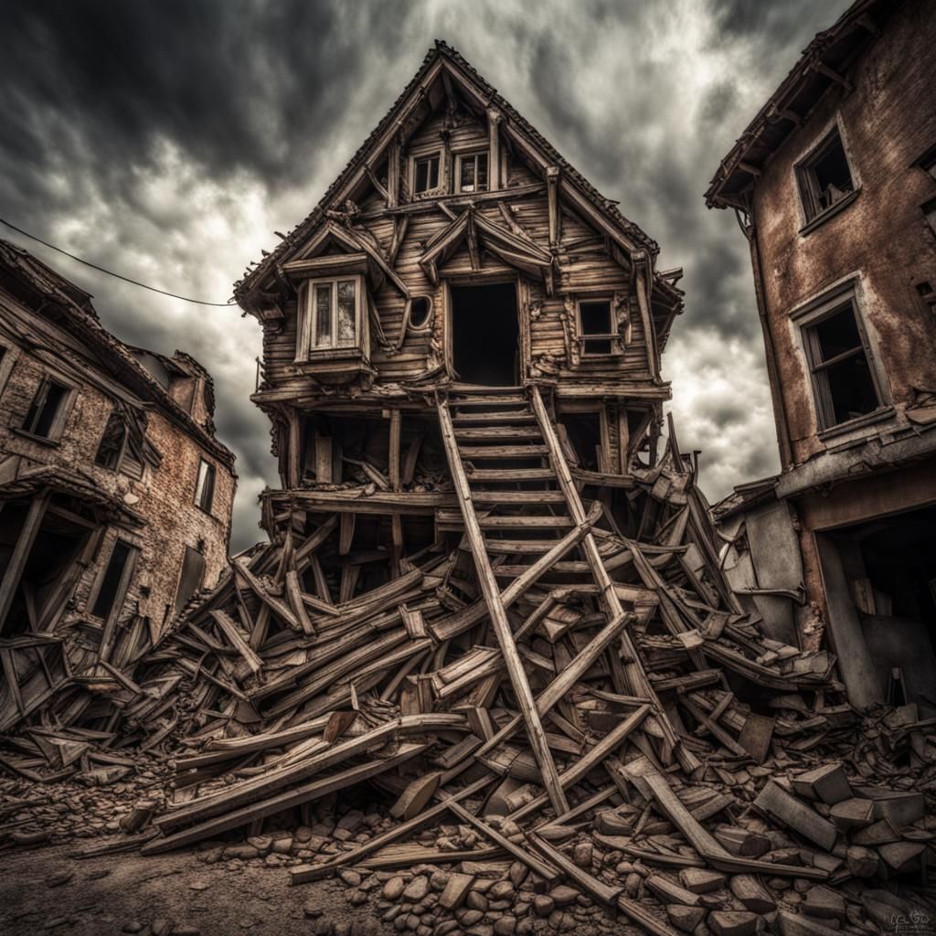 Giant Crushing House: Hyperrealistic Destruction in HDR
