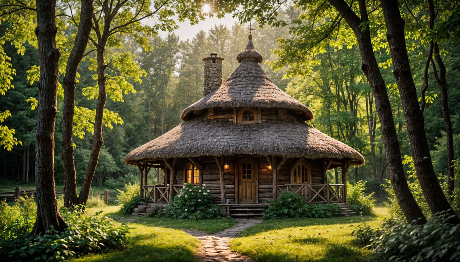 Rustic Woodland Hut with Curved Roof