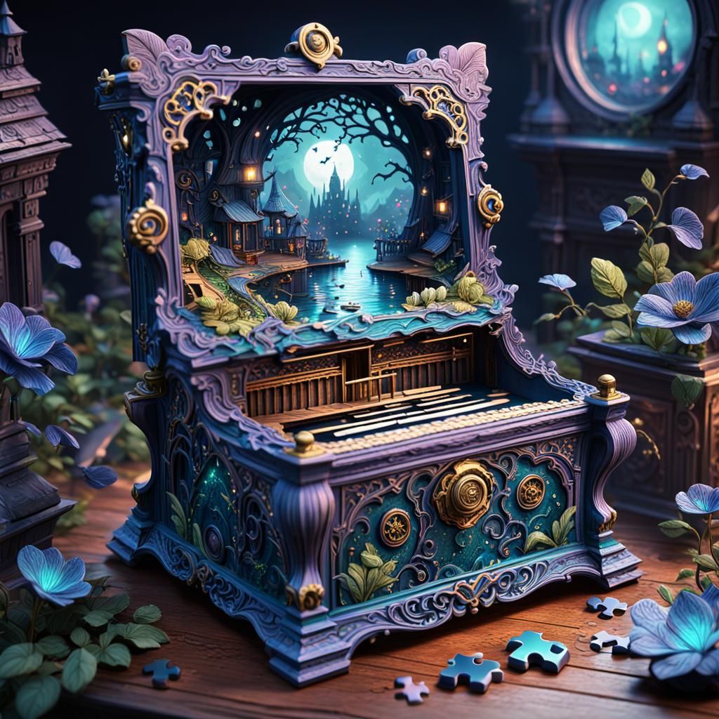 Fairy Nightmare Music Box: Detailed Matte Painting