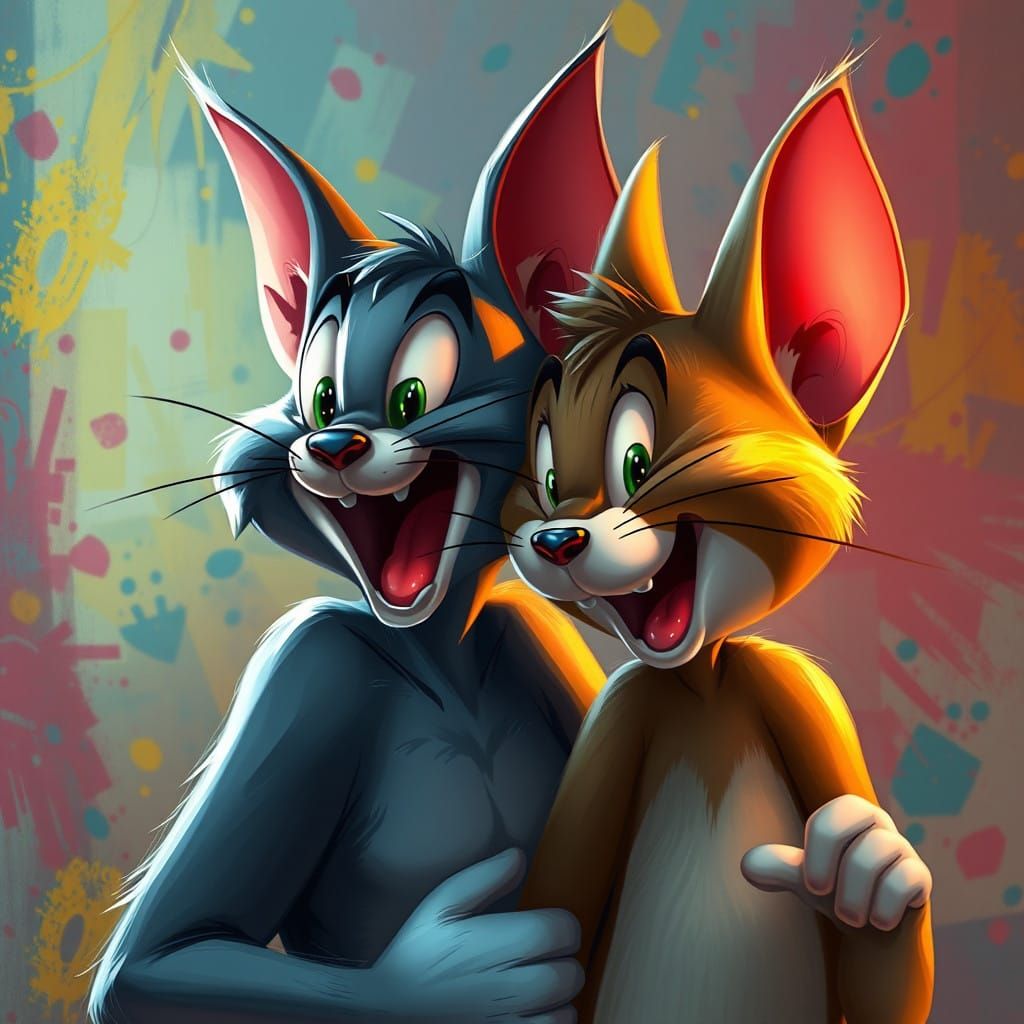 Hyperrealistic Cartoon Duo in a Vibrant World