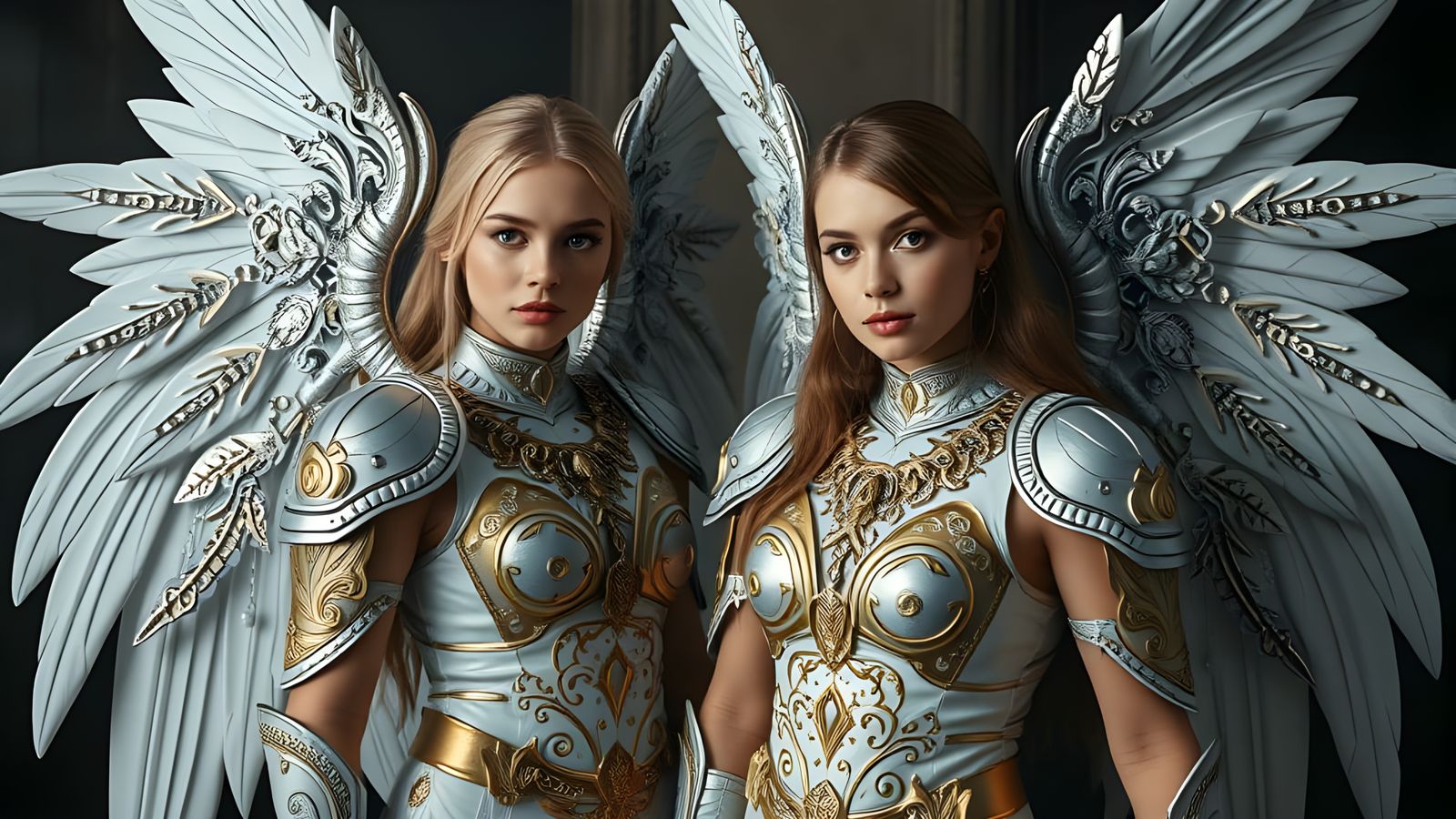 Angelic Warriors: Gothic White and Gold Armor