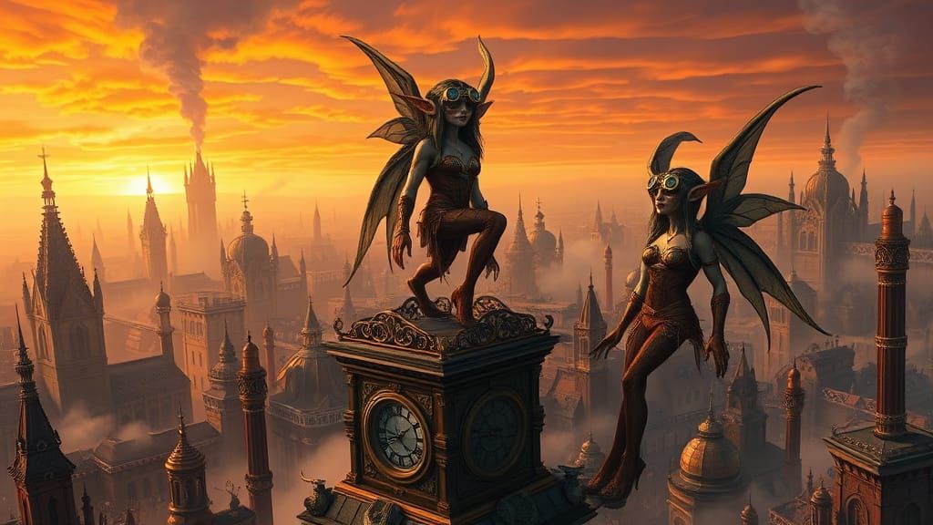 Steampunk Elves in Gothic Clockwork City