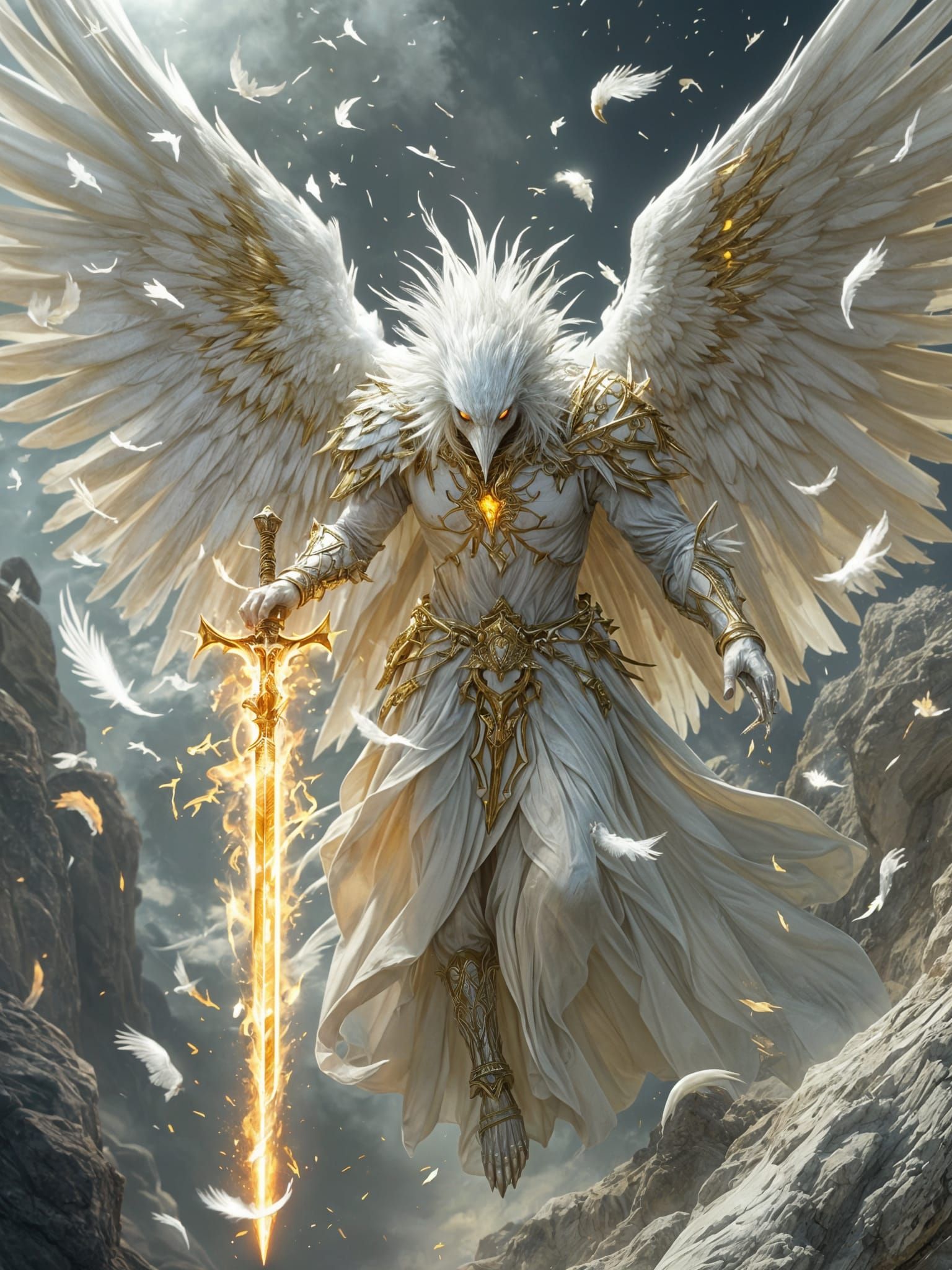 Angel of Judgment Descends in Radiant Armor