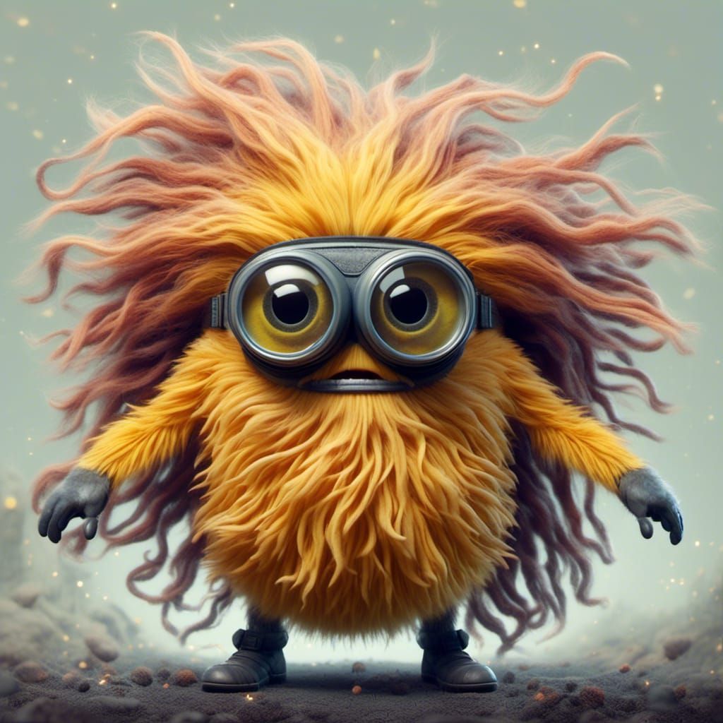 Whimsical Yellow Creatures in a Fiery Hellscape