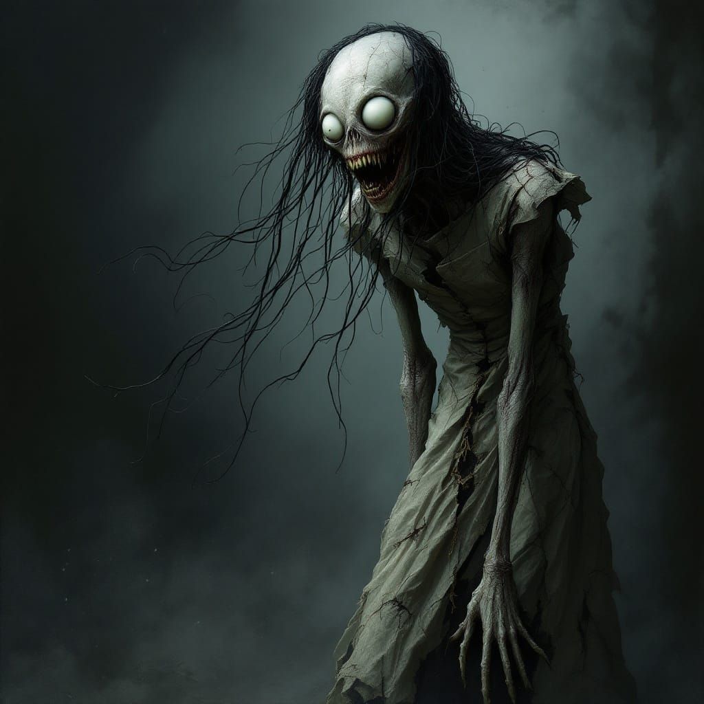 Horrific Monster in Dark, Hyperdetailed Horror Style