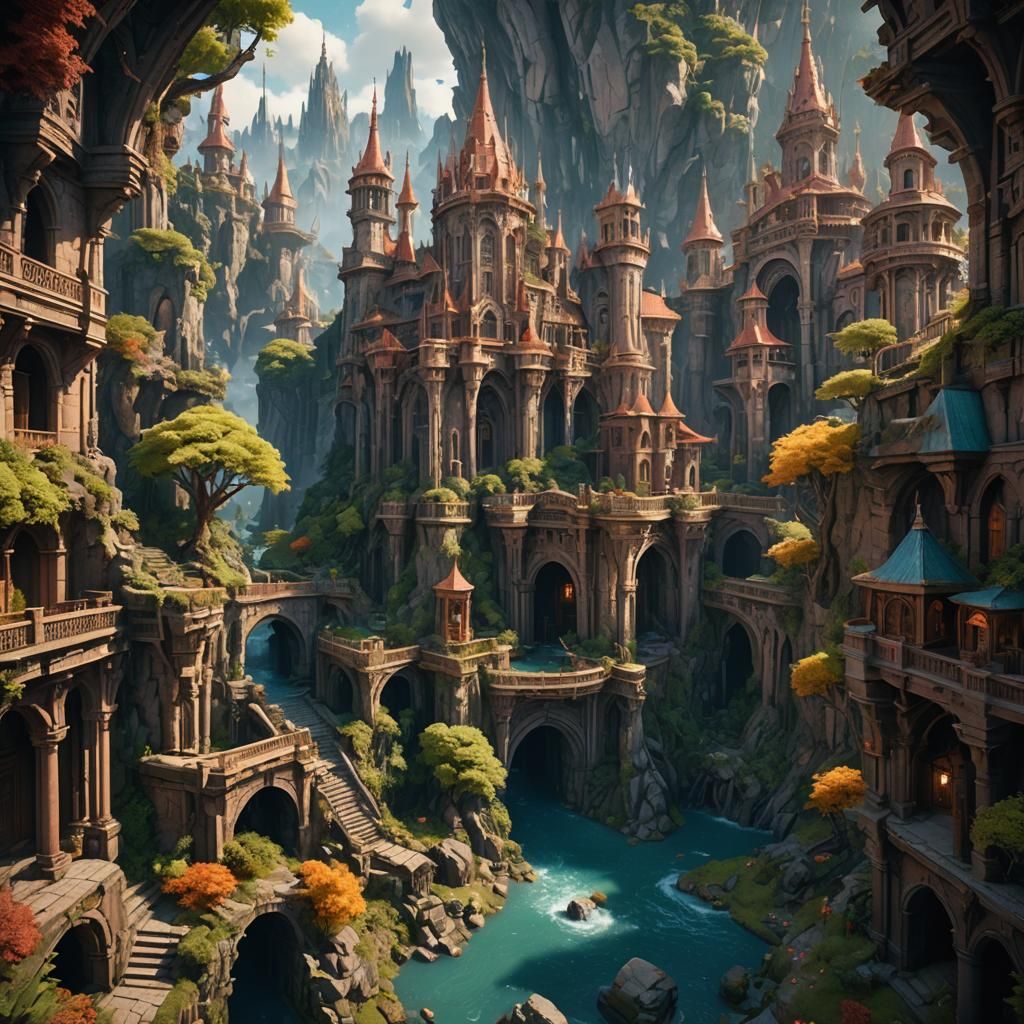 Fantastical Matte Painting in Deep Color, 8k Resolution