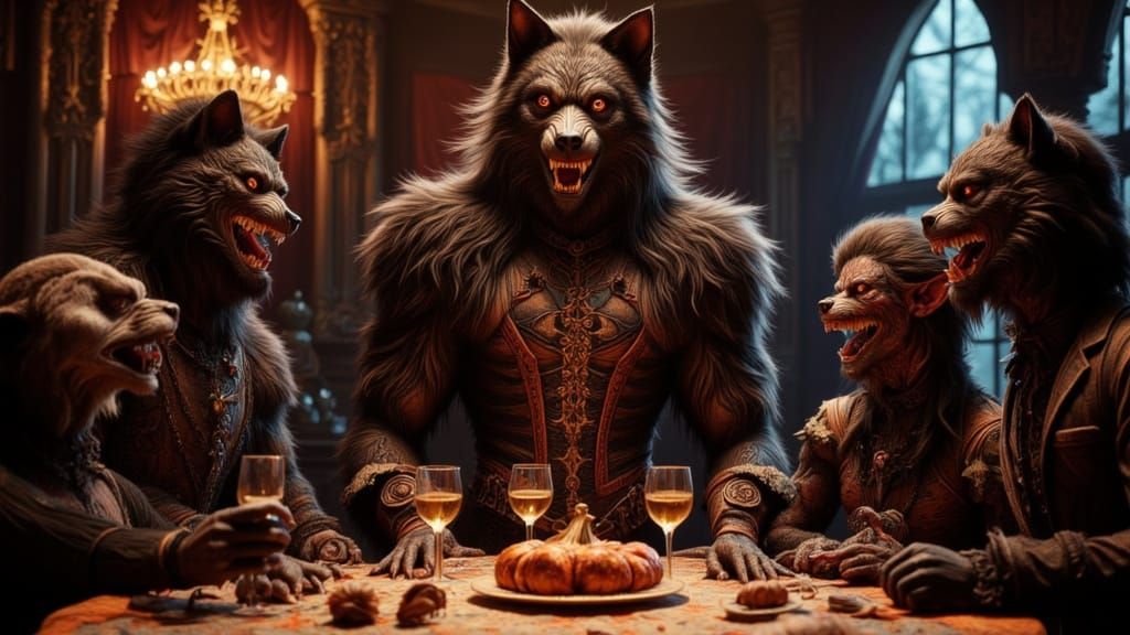 Werewolf in Costume at Halloween Masquerade Party