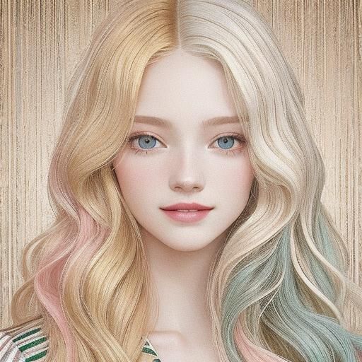 Botticelli Style Long Blonde Hair Portrait